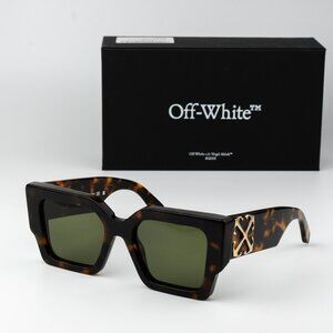 Off-White CATALINA Women Sunglasses Havana Green Square OERI128 CATALINA 6055